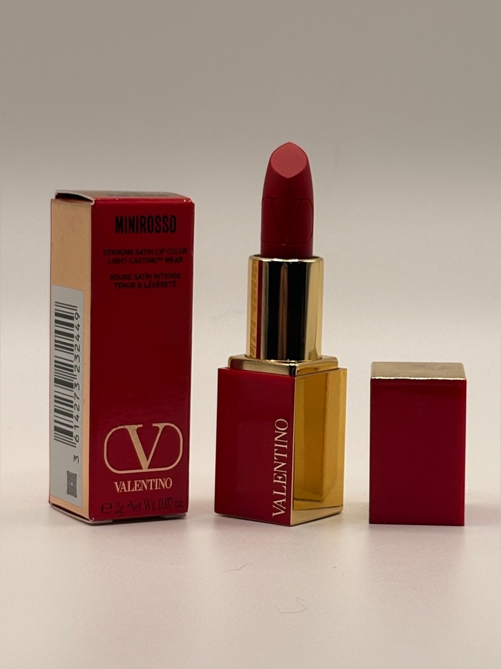 Valentino MiniRosso Satin Lipstick Stick Rosso Valentino 22R 2g/.07oz New In Box